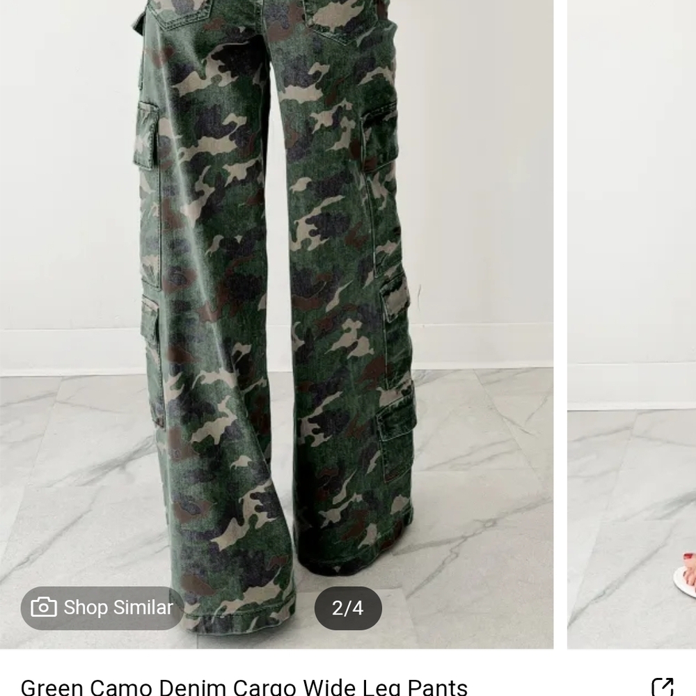 Size 16! NWTS, Camouflage Cargo Pants, Wide Leg, High Rise - Picture 2 of 5